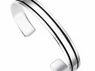 TreasureBay TBMB995 – Pulsera rígida para hombres de plata maciza de ley 925, 29,5 gramos