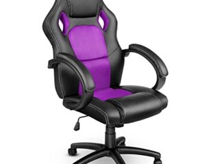 TRESKO Silla giratoria de oficina Sillón de escritorio Racing disponible en 14 colores, bicolor, silla Gaming ergonómica, cilindro neumático certificado por SGS (Negro/Púrpura)
