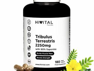 Tribulus Terrestris 2250 mg | 180 cápsulas veganas | 100% Natural con 90% Saponinas | Aumenta la testosterona, la masa muscular, la fuerza, resistencia y energía, y ayuda a la recuperación muscular