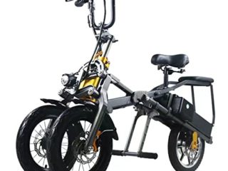 Triciclo eléctrico para Adultos, Plegable, Tres Ruedas, Bicicleta eléctrica de montaña, batería de Litio Doble, Tres Modos de Velocidad (Negro)