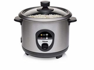 Tristar RK-6126 Arrocera, Capacidad 1 litro, Función para Mantener el Calor, Apagado Automático, Incluye Taza Medidora, Espátula y Cuchara, revestimiento antiadherente del recipiente, 400 W, Plateado