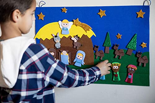 trivishOOp Portal de Belen Fieltro 22 pzas, Nacimiento Niño Jesus Decoracion Juego Regalo Navidad (60x40 cm)