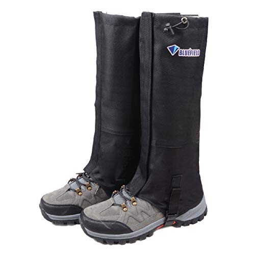 TRIWONDER Polainas Impermeable de Senderismo para piernas a Prueba de Viento Nieve Lluvia para Montaña Caza Esquí Escalada (1 Par) (Negro, XL)