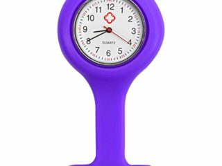 TRIXES Reloj de Bolsillo para enfermería de Silicona y con Clip para Colgar de la Bata - Violeta