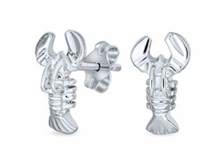 Tropical Náutico Será Mi Pequeña Langosta Pendiente De Boton Para Mujer Novia 925 Plata De Ley 925