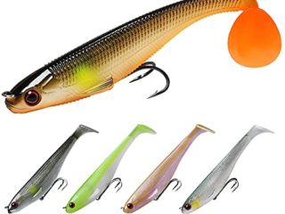 TRUSCEND Señuelos Pesca, Vinilos de Pesca para Lubina Lucio Carpa, Pesca Accesorios Swimbaits Fórmula Japonesa, Anzuelos BKK Ultra Agudos, Jig para Agua Dulce y Mar