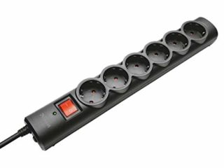 Trust 21059 - Regleta de Seis Tomas con protección de sobretensiones, Negro