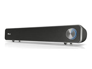 Trust Arys Barra de Sonido para PC/Ordenador Portátil, 12 W, Alimentación USB, 3,5 mm Jack, Altavoces PC para Computadora, Móvil, Tablet, TV - Negro