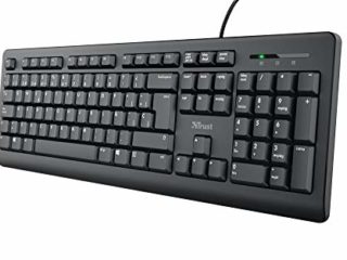 Trust Taro Teclado - Disposición QWERTY Español, Resistente a los Vertidos, Cable de 1.8m, Conexión USB, Windows, Mac, PC, Laptop, Ordenador Portátil, Negro