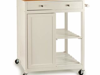 TU TENDENCIA ÚNICA Carrito Estantería Multiusos de Madera Blanca. Encimera, Cajón, 2 estantes y Armario. Cuenta con 4 Ruedas para facilitar su Movilidad