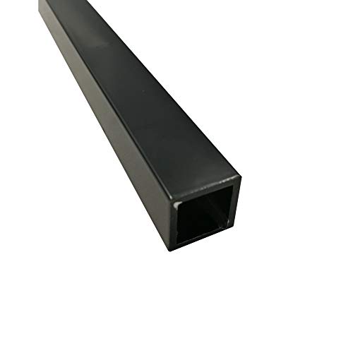 Tubo cuadrado de aluminio con revestimiento de polvo, perfil de aluminio hueco, 100 x 100 x 2 mm x 1500 mm, color negro RAL 9005
