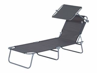 Tumbona Hamaca Plegable con Parasol Inclinable Playa Piscina 187x58x27 cm Acero Gris