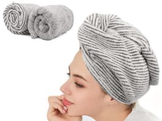 Turban Toalla, Secador de Pelo con Botón, Microfibra Turbante de Pelo Secado Rápido Engrosado Wrap Turban
