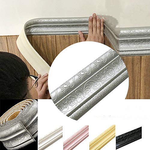 Turbobm 2.3m / Roll 3D Impermeable Azulejo rústico Sala de Estar Baño Zócalo Autoadhesivo VintageBorders 3D Pegatinas de Pared, Pegatinas de línea de Esquina
