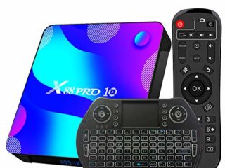 TV Box Android 11.0 4GB 64GB Decodificador Smart TV Box RK3318 USB 3.0 1080P Ultra HD 4K HDR 2.4GHz 5.8GHz BT 4.1 Reproductor Multimedia de Transmisión con Mini Teclado Inalámbrico Retroiluminado