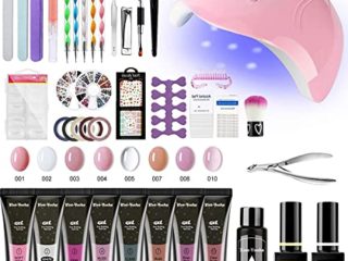 Uñas de Gel Kit Completo con 48w Lampara Led Uñas de Gel, 8 Colores Kit Uñas de Gel Con Lampara Uñas Semipermanentes, Base Y Top Coat, 100 Uñas Postizas, DecoracióN de Uñas, Kit Uñas de Gel Completo