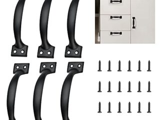 UCNOGIM 6 uds Tiradores para Puertas de Armarios Negro Tiradores Muebles Cocina 136 mm Tiradores Metálicos de Arco Tiradores de Cajones Tiradores Modernos Cocinas o Baños con Tornillos de Fijación