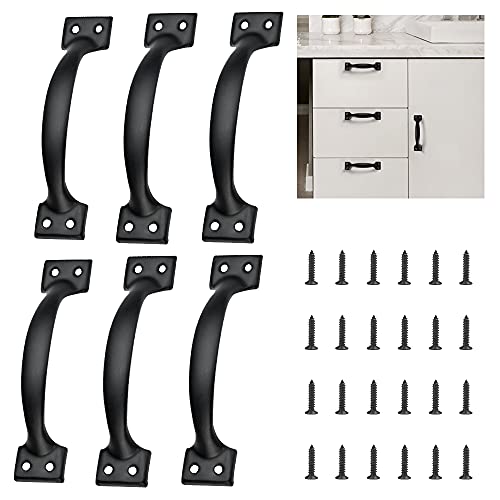 UCNOGIM 6 uds Tiradores para Puertas de Armarios Negro Tiradores Muebles Cocina 136 mm Tiradores Metálicos de Arco Tiradores de Cajones Tiradores Modernos Cocinas o Baños con Tornillos de Fijación