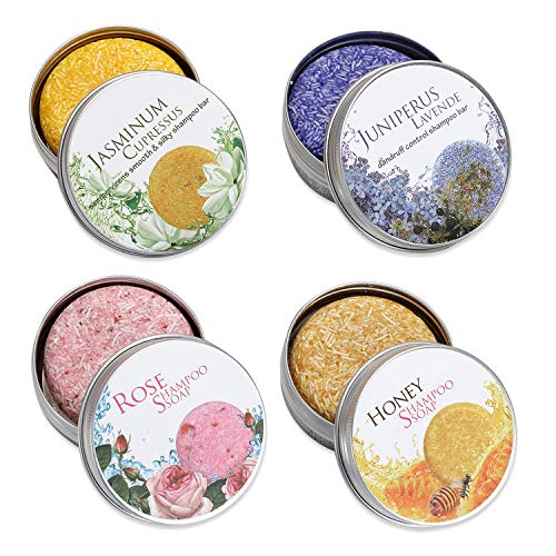 Ucradle Champú Sólido 4 PACK, Jabones de Champús y Acondicionadores Jabón Para el Cabello Graso, Cuidado del Pelo y del Cuero Cabelludo Organico Shampoo Bar Champú Natural Solido para Hombres Mujer