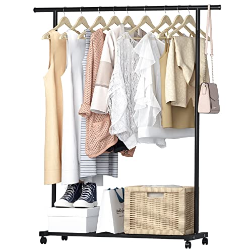 UDEAR 3 en 1Percheros Burro con Ruedas,Multifuncional Perchero de pie Modernos,Sturdy Colgador Metálico para Ropa,Negro