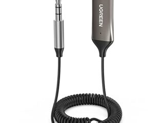 UGREEN Receptor Bluetooth Audio, USB Aux Bluetooth Coche Micrófono Incorporado, A2DP Estéreo Música y Llamadas Manos Libres en Automóvil, Adaptador Bluetooth Jack 3.5 para Altavoces y Radio del Coche