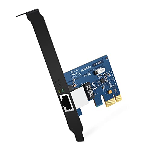 UGREEN Tarjeta de Red Gigabit Ethernet PCI Express 10/100/1000 Mbps con Puerto Gigabit Ethernet RJ45 y Perfil Doble, Adaptador de Red Gigabit PCIe Compatible con Windows 10/8/ 7/ Vista/XP
