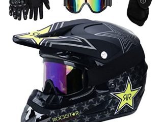 UIGJIOG Casco Bicicleta Adulto Montaña,Casco De Descenso para Jóvenes Adultos Regalos Gafas Máscara Guantes BMX MTB ATV Bicicleta Carrera Integral Integral Casco,XL(58~59cm)