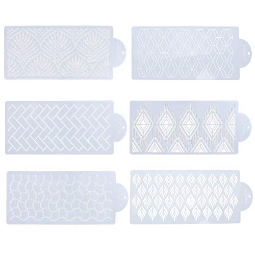 UINOEU 6pcs Plantillas Laterales para Tartas Plantilla Encaje Pastel Stencil para Decorar Tartas Adecuado para Todo Tipo de mousses Tartas de cumpleaños