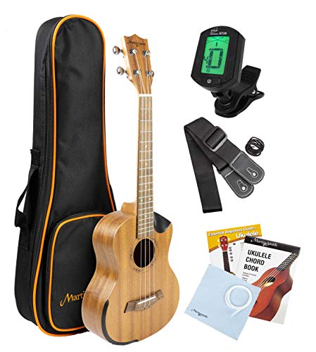 Ukelele de Tenor Premium de Martin Smith con Afinador, Bolsa acolchada y Cuerdas Aquila de repuesto