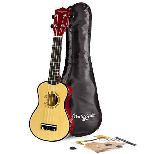 Ukelele de tipo soprano de Martin Smith con bolsa para Ukelele y libro de acordes