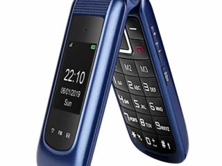 Uleway gsm Teléfono Móvil Simple para Ancianos con Teclas Grandes, SOS Botones, ácil de Usar telefonos basicos para Mayores (Azul, Sin Estación de Carga)