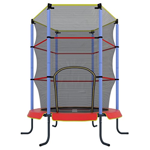 Ultrasport Cama elástica de interior Jumper 140cm para niños cama elástica de ocio y fitness para niños a partir de 3años, para uso en interior extremadamente segura con red y borde con revestimiento