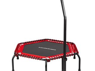 Ultrasport Cama elástica fitness, manillar estable y suspensión con cuerdas de goma para la optima seguridad, aparato para el hogar, disponible en 2 variantes: dura o blanda, Rojo