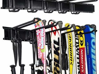 Ultrawall Estante de pared para esquí, 5 pares de soportes de pared para snowboard, soporte de almacenamiento para el hogar y el garaje, para guardar hasta 300 libras