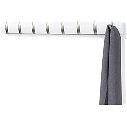 Umbra Flip Perchero de pared con 8 ganchos extraíbles, Álamo, Blanco