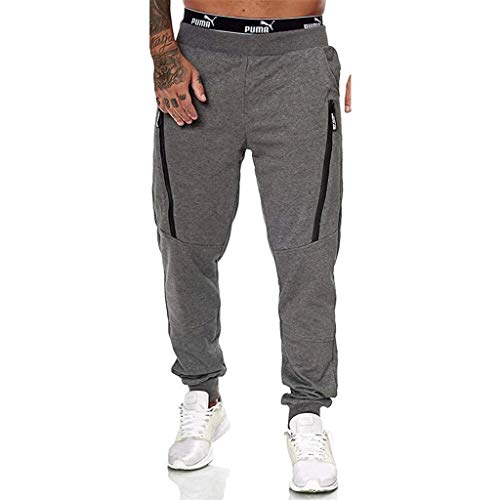 UMore Pantalones de chándal Ajustados con Cremallera para Hombre, Pantalones Deportivos Informales para Correr, IR al Gimnasio, Pantalones Chinos de chándal