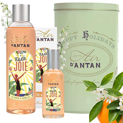 Un Air d’Antan Caja Belleza Joie Mujer – 1 Colonia 55ml, 1 Gel de Ducha Hidratante 250ml - Perfume Original Lirio de los Valles, Azahar y Rosa - Navidad Regalo Mujer Originales Cumpleaños
