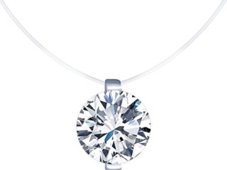 Unendlich U - Collares Mujer Niña, Collares Invisible Colgantes de Diamantes, en Plata de Ley 925 Cadena Transparente con Colgantes