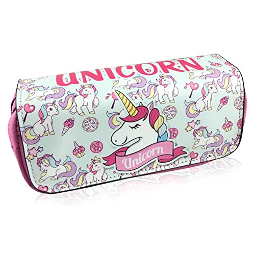 Unicornio Neceser Maquillaje, Hilloly Unicornio Neceseres para Maquillaje para Niñas Mujeres, Cosméticos Portátil Bolsa de Aseo Bolsa de Almacenamiento Multifuncional Monedero (Blanco)
