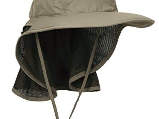 Unisex Gorra de Safari con Extra Largo Protector de Nuca 12cm Gran Borde para Actividades al Aire Libre Sol Protección UV - Actualizado el Tela Verde Oliva