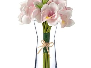 UNISHOP Jarrón de Flores de Cristal, Florero de Vidrio de 26,5cm de Alto, Elegante y Sofisticado