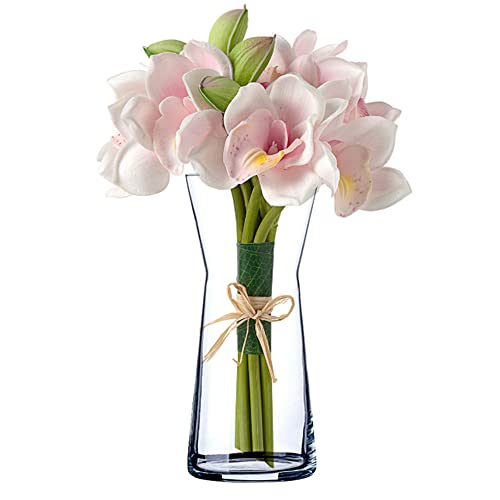 UNISHOP Jarrón de Flores de Cristal, Florero de Vidrio de 26,5cm de Alto, Elegante y Sofisticado