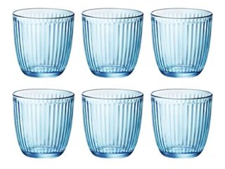 UNISHOP Set de 6 Vasos de Cristal Transparentes o de Colores de 29cl, Aptos para Lavavajillas (Azul)