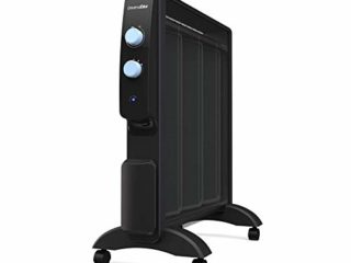 UNIVERSALBLUE Calefactor Mica bajo Consumo | Radiador Silencioso 1500W |Color Negro | Termostato Regulable | Rápido calenamiento