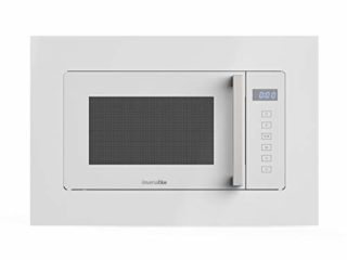 UNIVERSALBLUE Microondas Encastrable Cristal Blanco | Encastre | Integrable | 700W de Potencia | Capacidad 20L | Temporizador | Multifunción | 5 potencias | Easy Clean