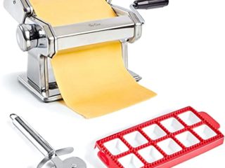 Uno Casa Máquina para Hacer Pasta - Máquina de Hacer Noodles - Rodillo con Cortador de Pasta y Molde para raviolis