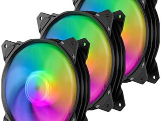 upHere 120mm 3pin LED Rainbow Ventilador para Ordenador -Ventilador de Caja PC Silencioso 3 Pack (PF120CF3-3)