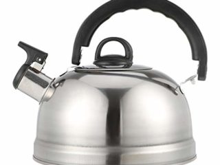 UPKOCH 1. Hervidor de agua silbato de acero inoxidable de 2 litros, hervidor de agua con silbato para inducción, tetera, hervidor de silbato con asa, para cocina, gas, cocina de gas o camping