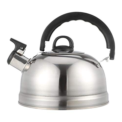 UPKOCH 1. Hervidor de agua silbato de acero inoxidable de 2 litros, hervidor de agua con silbato para inducción, tetera, hervidor de silbato con asa, para cocina, gas, cocina de gas o camping