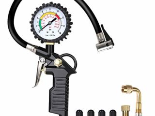 URAQT Manometro Presion Neumaticos, Manómetro Digital, Manómetro de Neumáticos, Medidor de Presión de Neumáticos con Manguera y Acoplador para Motocicleta, Bcicleta y Coche
